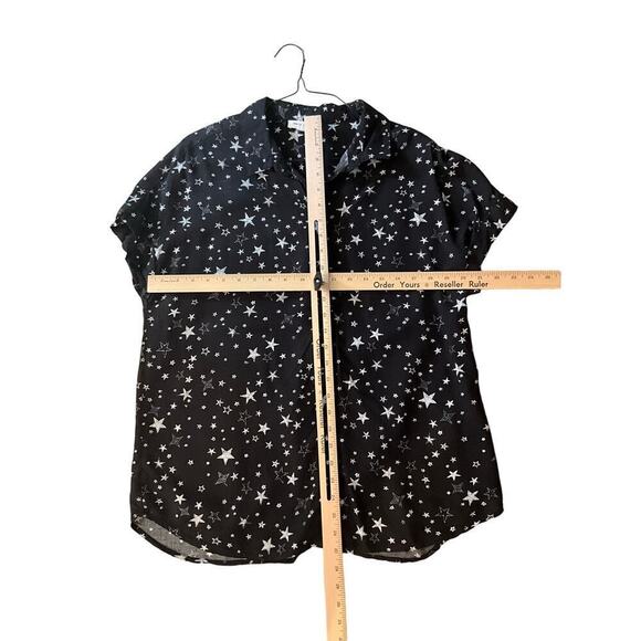 BeachLunchLounge Size Large Women's Black Star Shirt Button Down Graphic Print - Picture 4 of 4